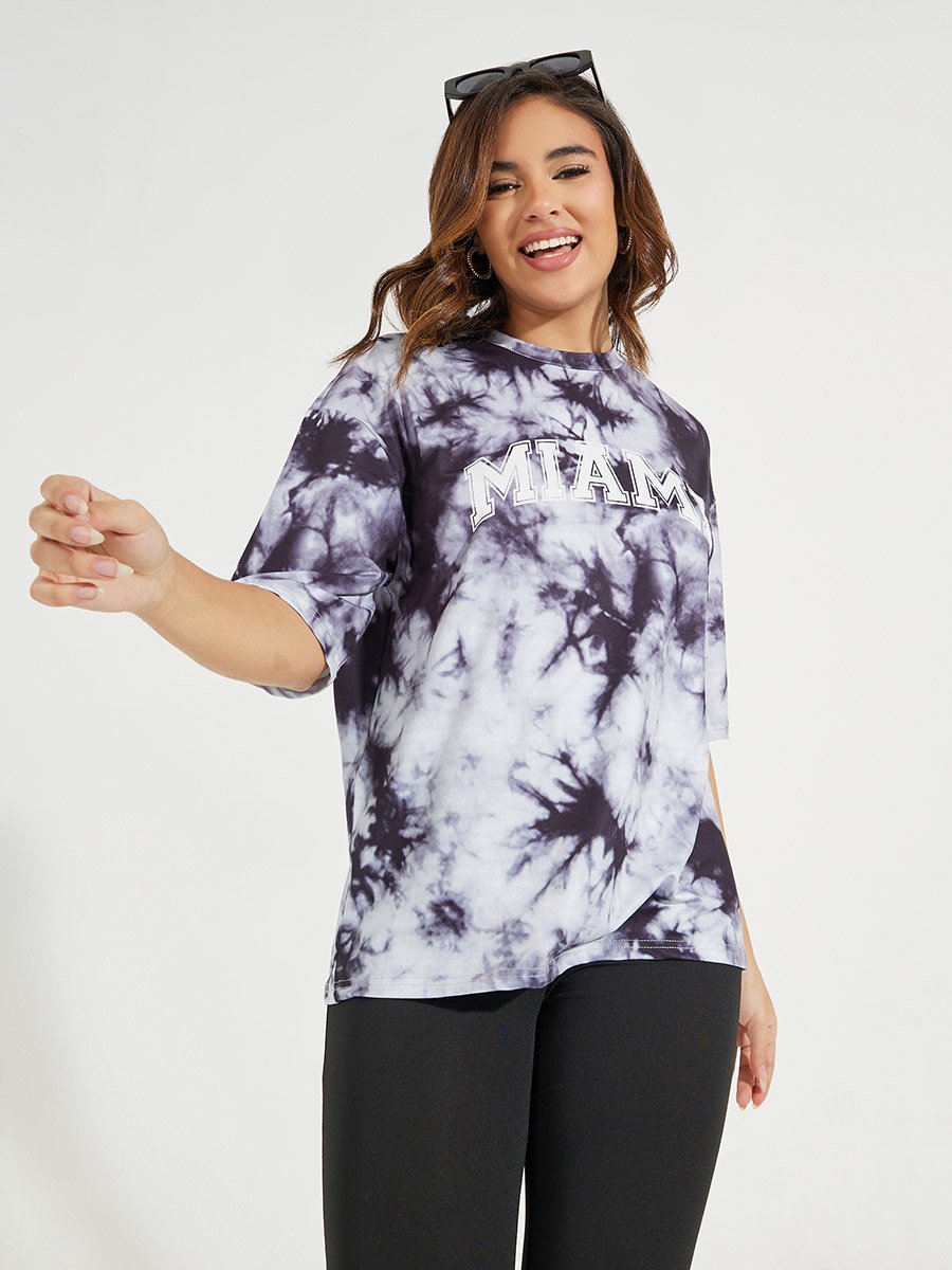 Dyed Print T-Shirt with Fit and Flare Trouser Set