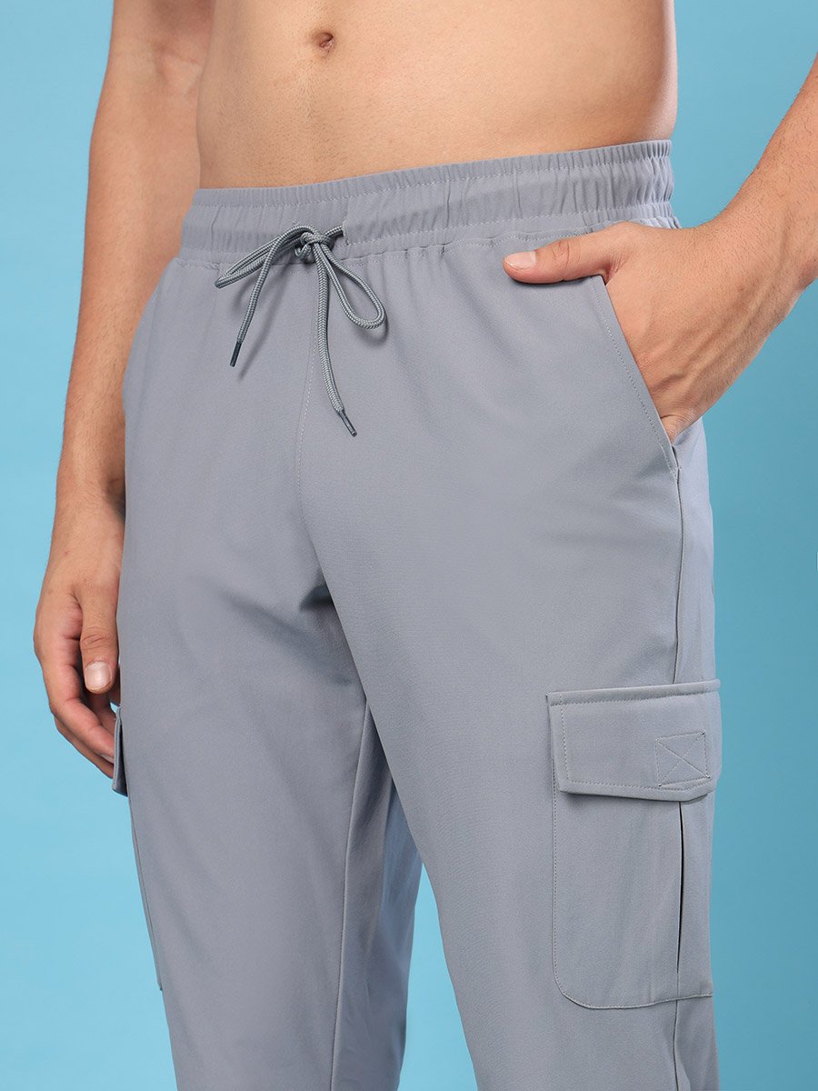 Solid Relaxed Fit Cargo Trackpants with Duracool+