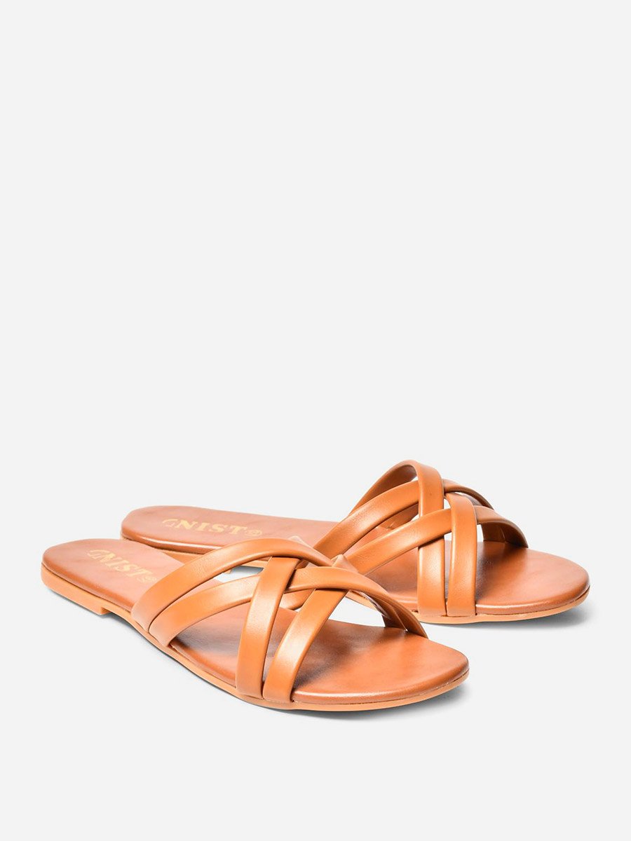 Cross Strap Open Toe Flat Sandals
