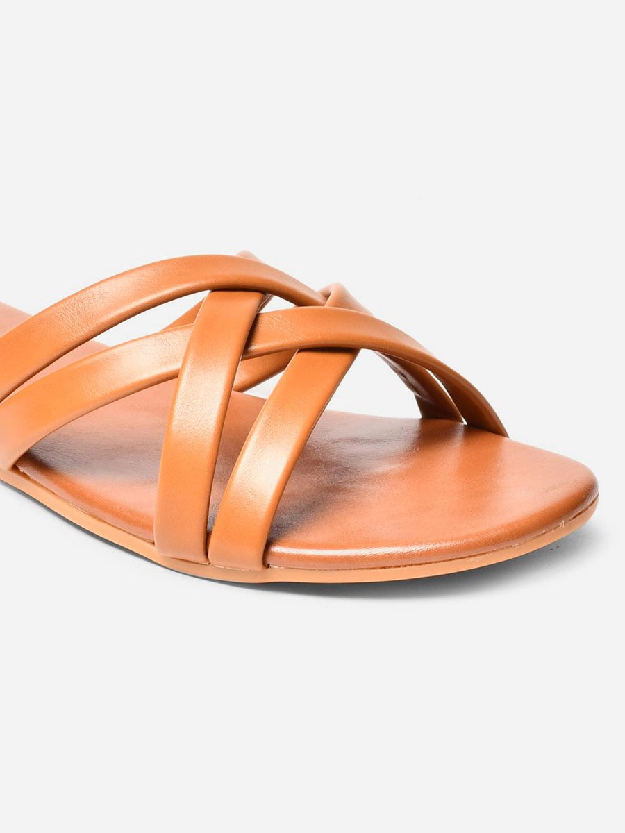 Cross Strap Open Toe Flat Sandals