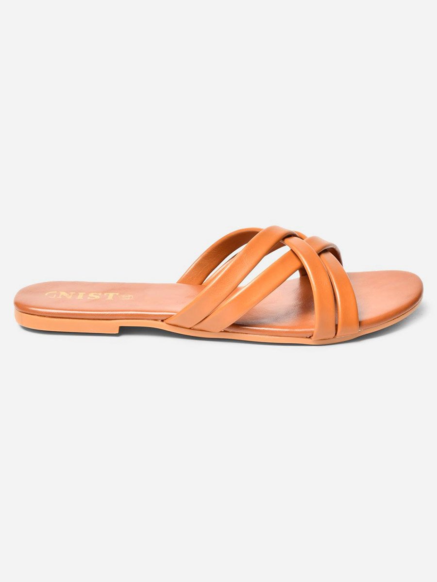 Cross Strap Open Toe Flat Sandals