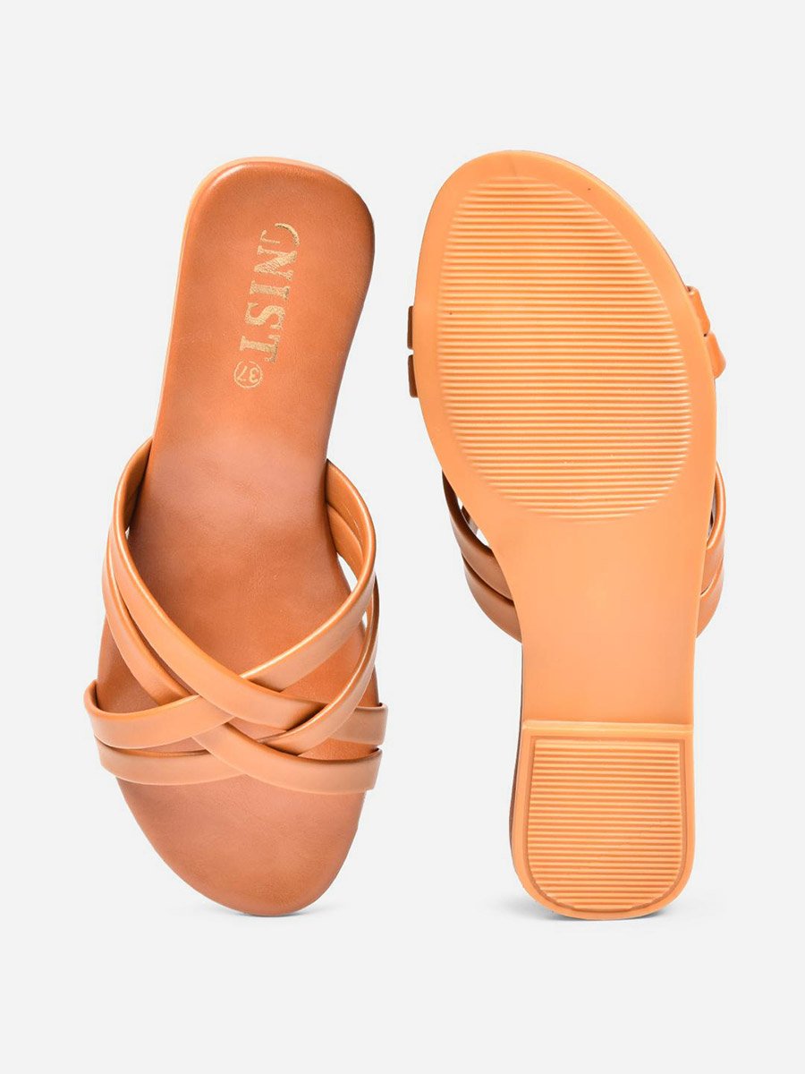 Cross Strap Open Toe Flat Sandals