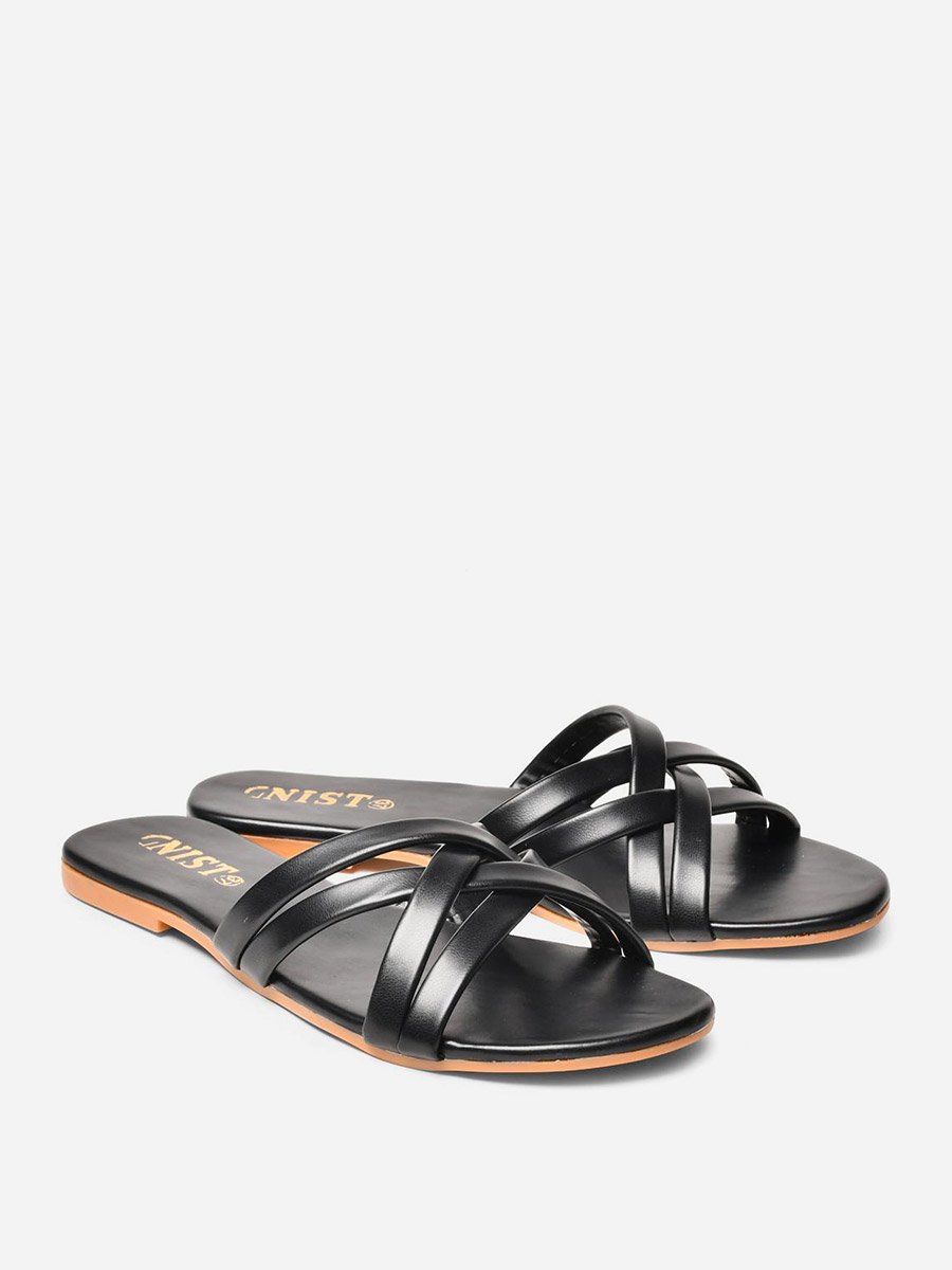 Cross Strap Open Toe Flat Sandals