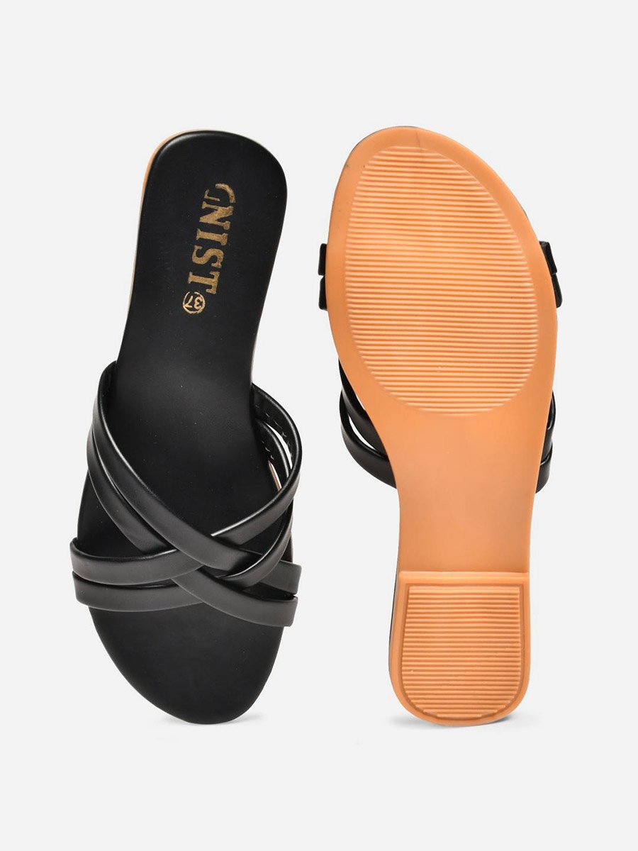 Cross Strap Open Toe Flat Sandals