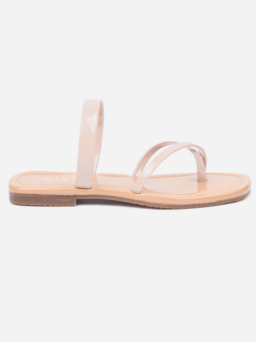 Plain Cross Toe Strappy Flat Sandals
