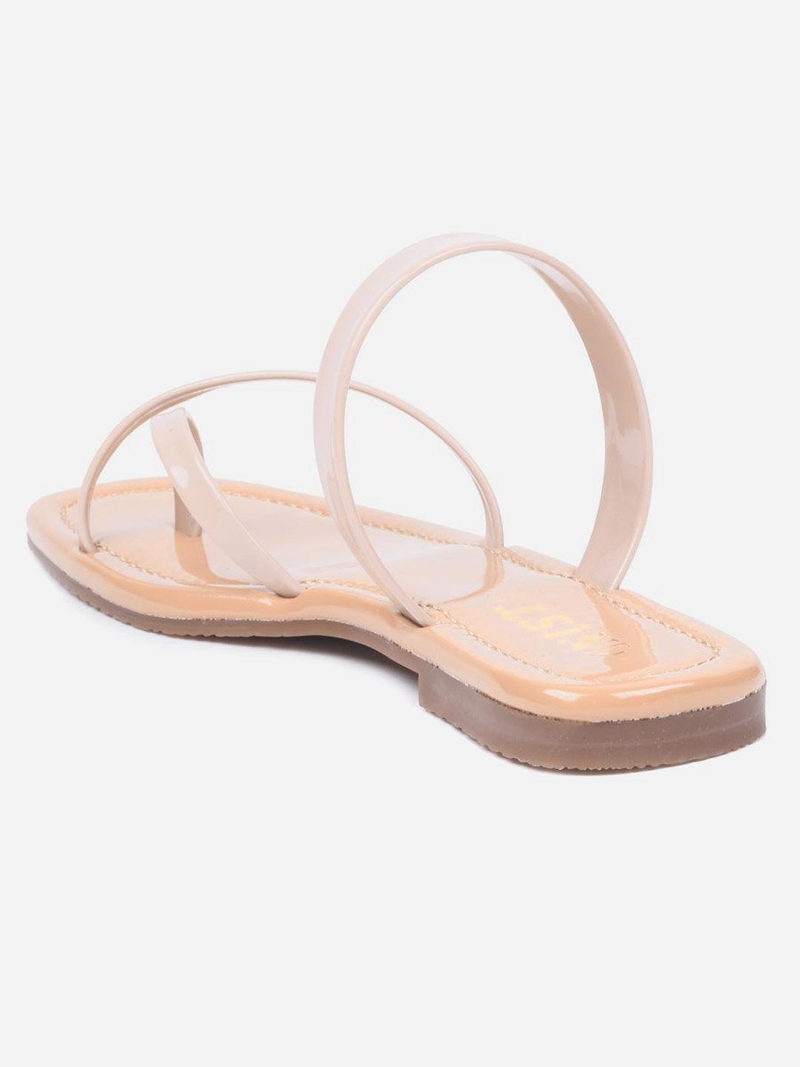 Plain Cross Toe Strappy Flat Sandals