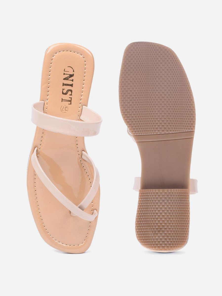 Plain Cross Toe Strappy Flat Sandals