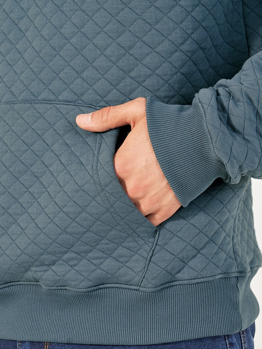 Diamond Quilted Relaxed Hoodie with Kangaroo Pocket