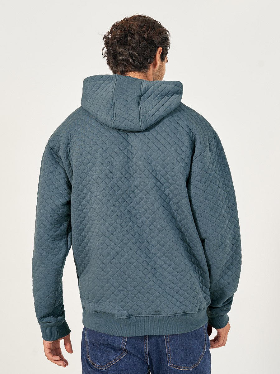 Diamond Quilted Relaxed Hoodie with Kangaroo Pocket