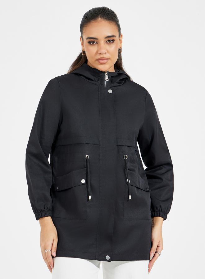 Regular Fit Longline Utility Jacket with String For Women at UAE | Styli