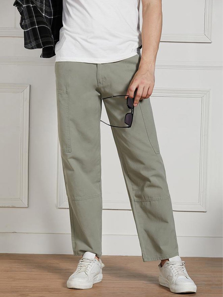 Cotton Lycra Solid Stretchable Relaxed Fit Cargo Trousers