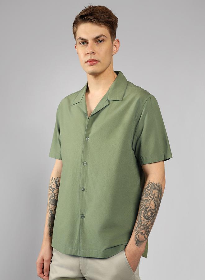 Solid Casual Shirt with Button Placket