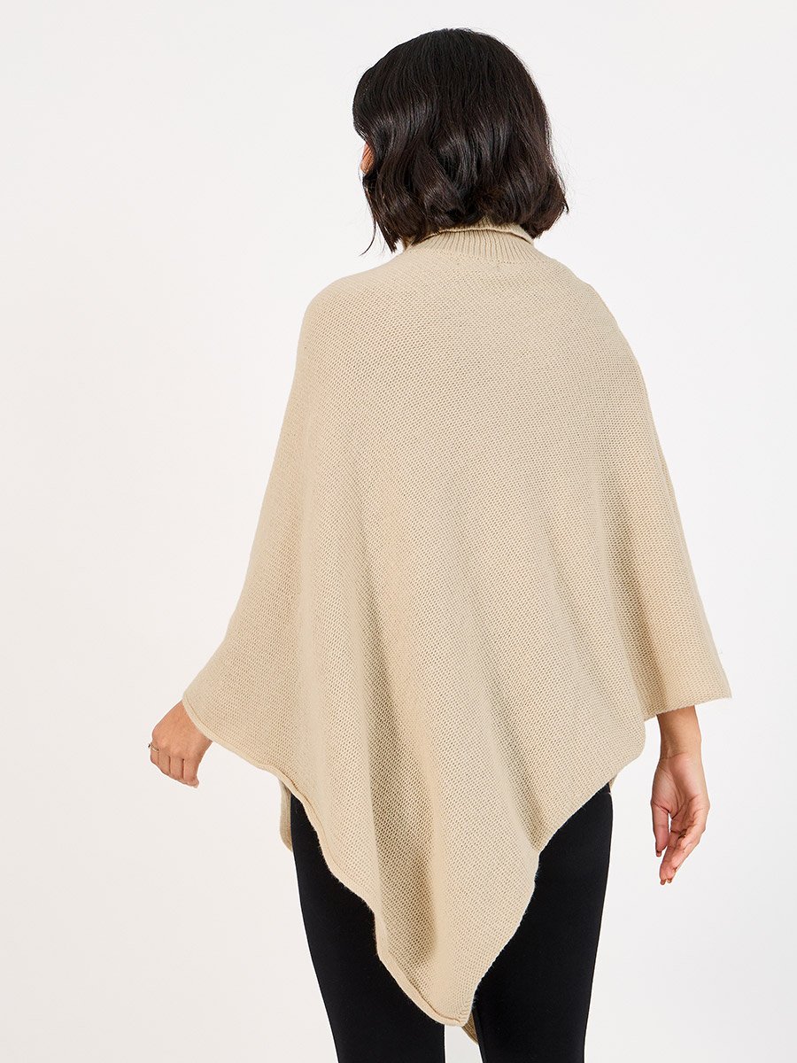 Oversized Longline Asymmetrical Sweater Cape with Buttons
