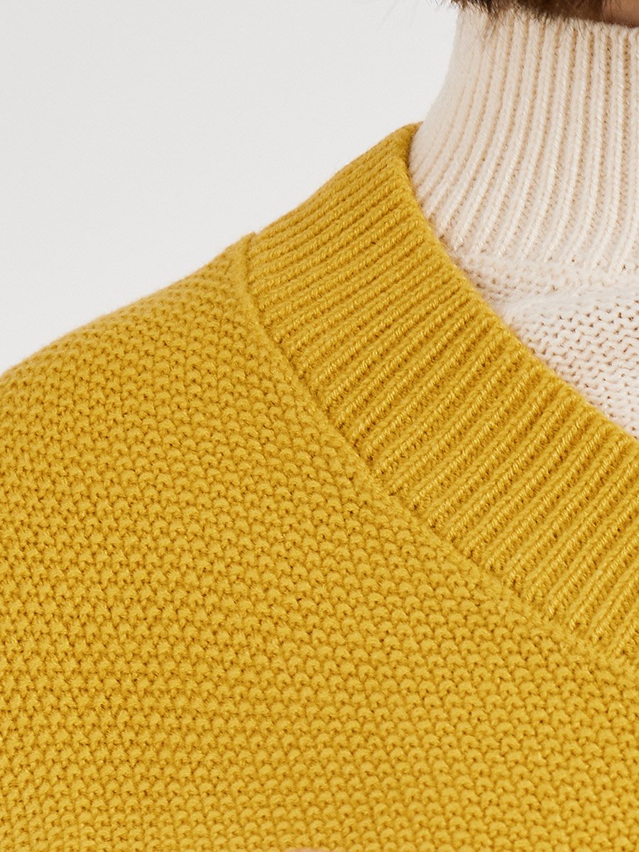 Boxy Fit Regular Length Chunky Knit V Neck Sweater