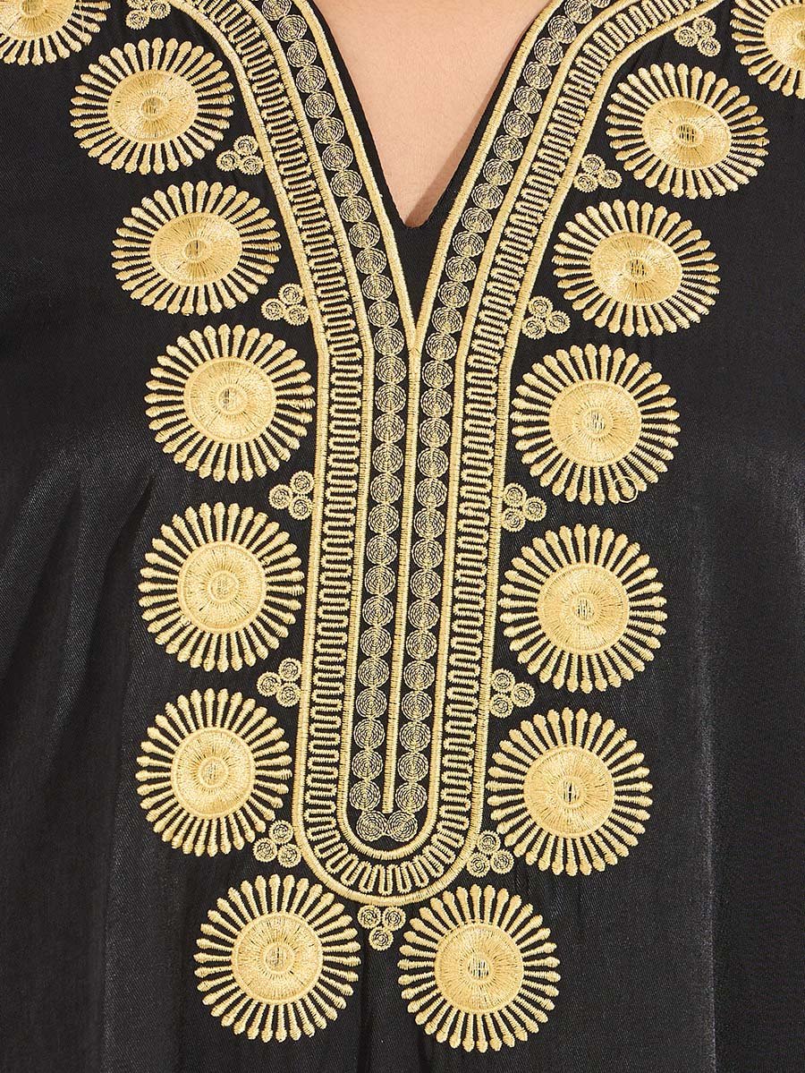 Embroidery Detail V Neck Jalabiya