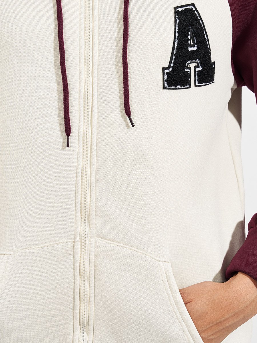 Oversized Longline Color Block Zip Through Hoodie