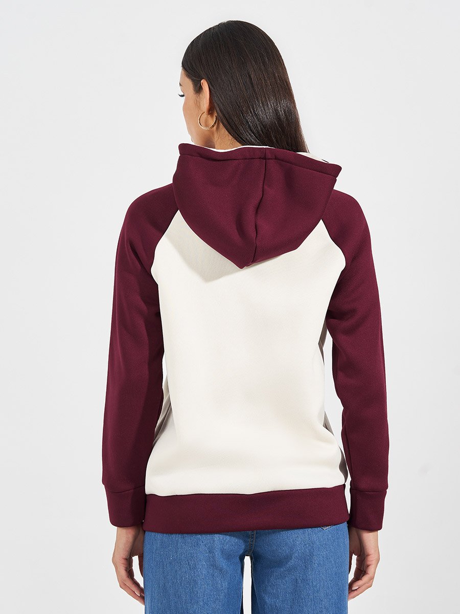 Oversized Longline Color Block Zip Through Hoodie