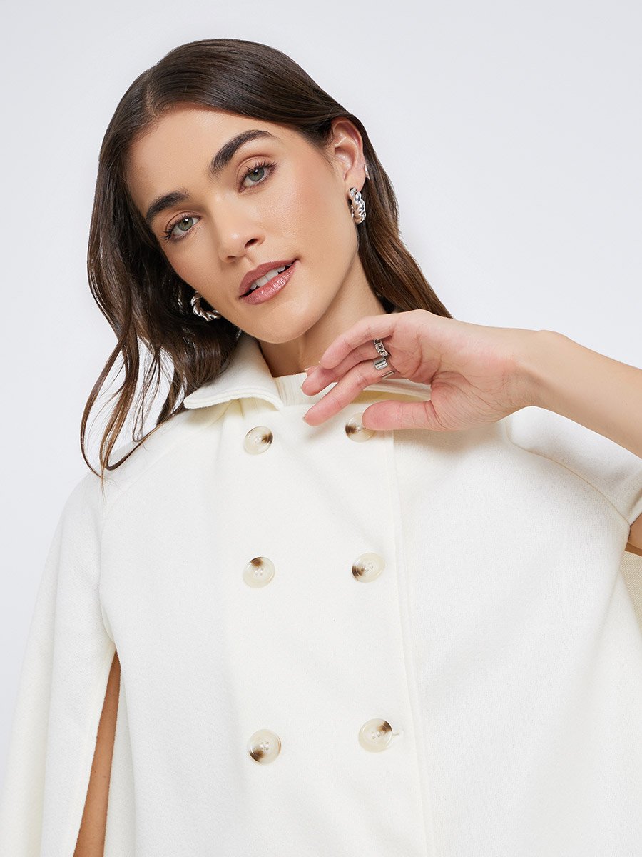 Off-White Longline Double-Breasted Cape Coat For Women at Saudi