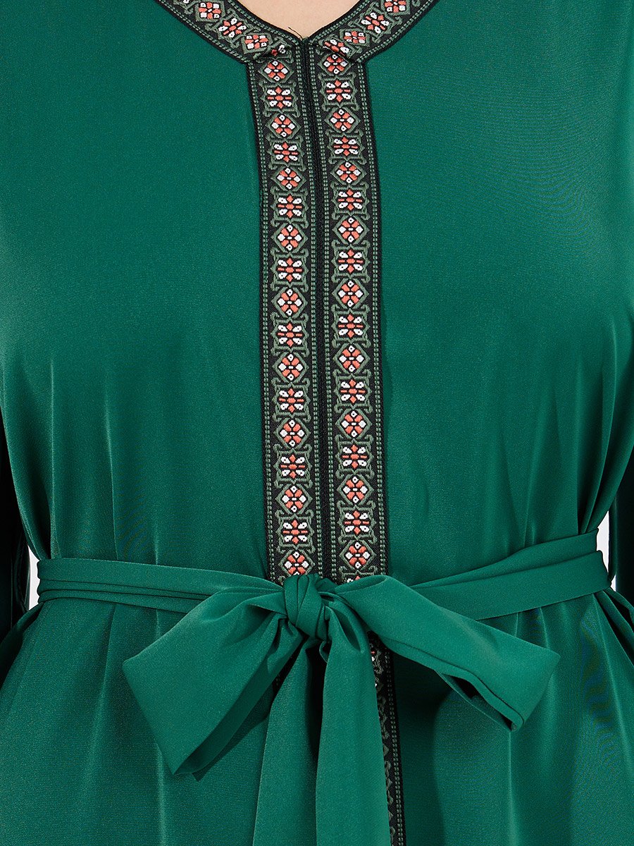 Cape Sleeve Jalabiya with Lace Trim