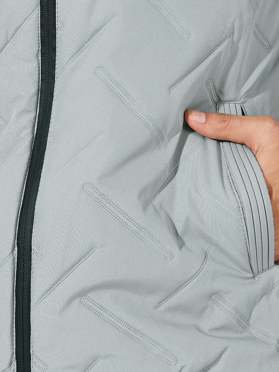 Diagonal Quilted Sleeveless Puffer Jacket with Welt Pockets