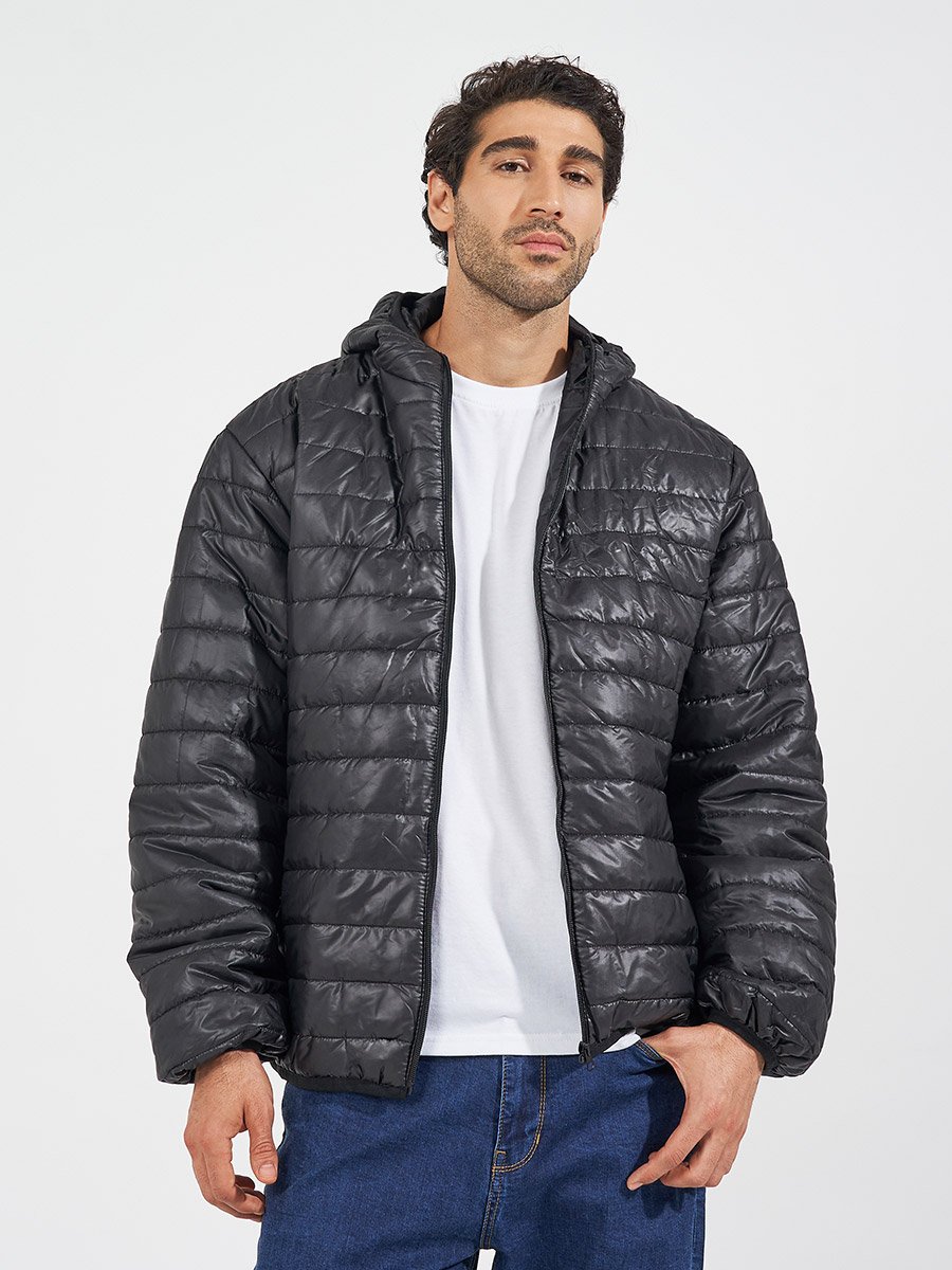 Front Zip Hooded Puffer Jacket