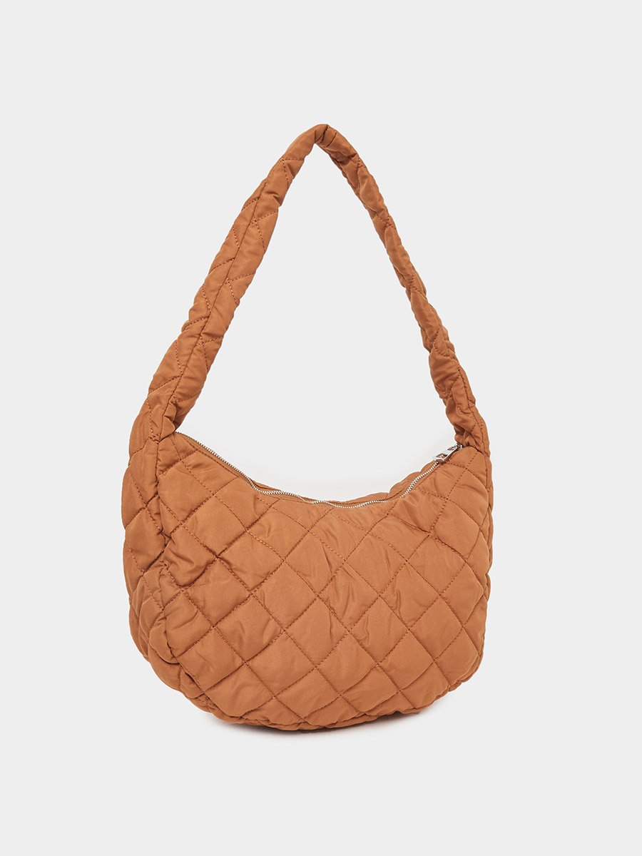 Quilted Design Shoulder Bag with Zip Closure