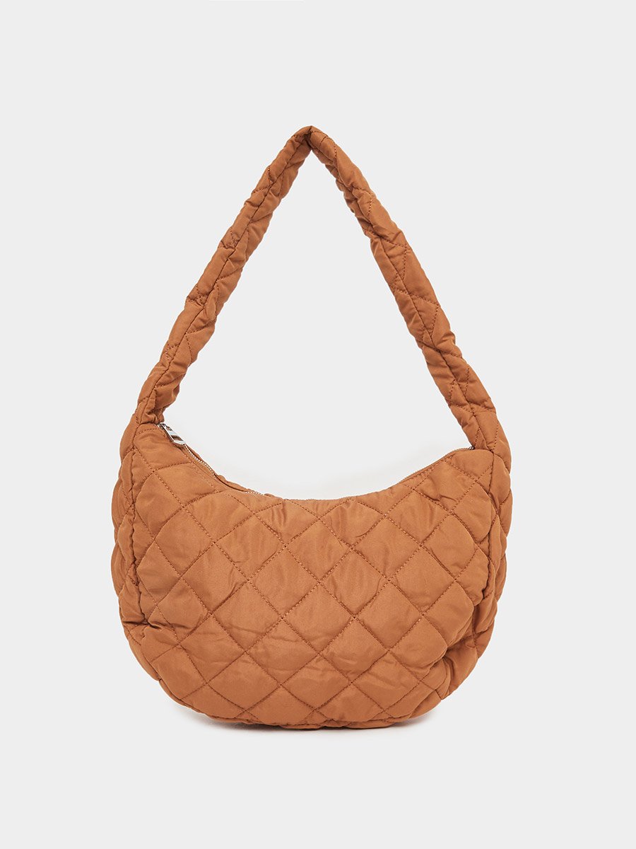 Quilted Design Shoulder Bag with Zip Closure