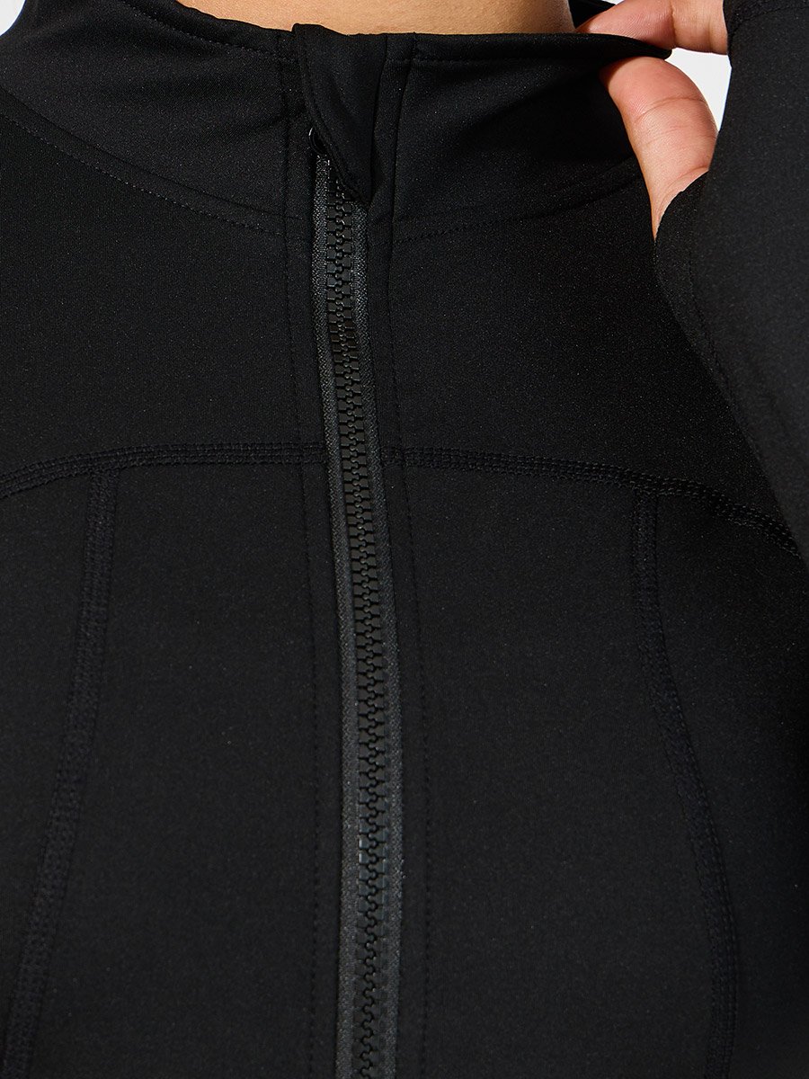 Stitch and Thumbhole Detail Zip Up Jacket