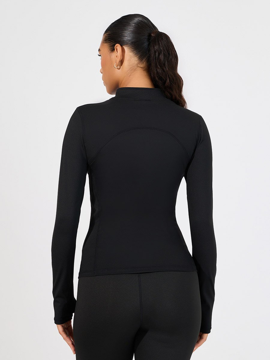 Stitch and Thumbhole Detail Zip Up Jacket