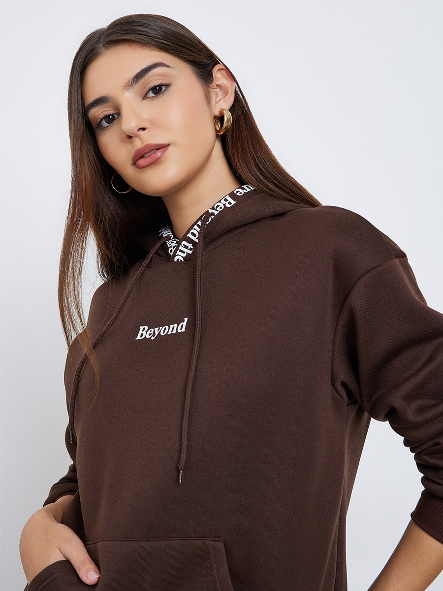 Regular Fit Slogan Print Hoodie