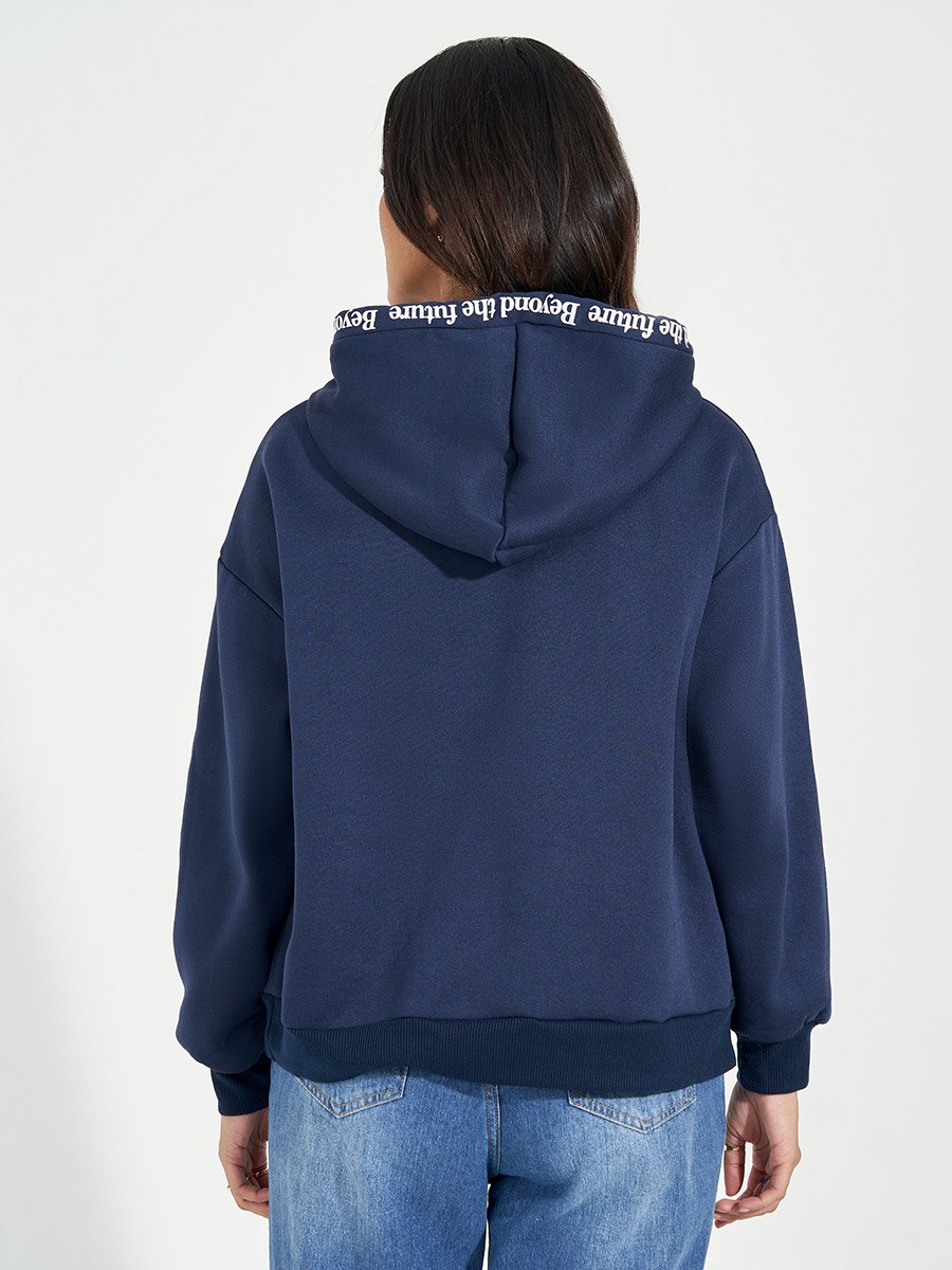 Regular Fit Slogan Print Hoodie