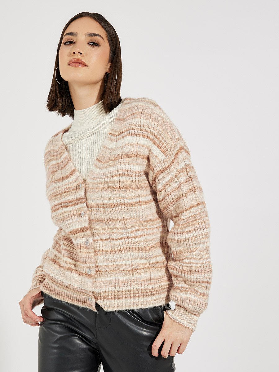 Regular Fit Ombre Knit Button Down Cardigan