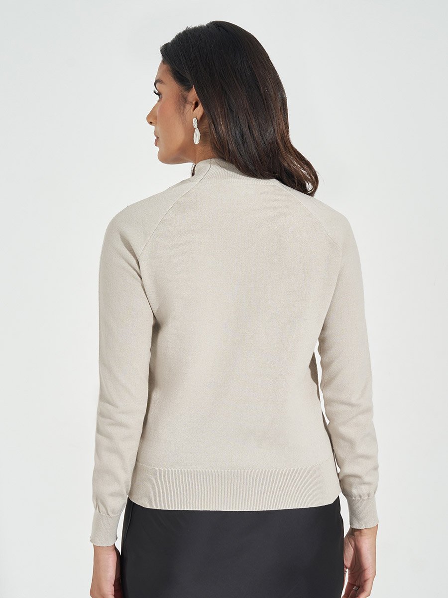 Solid High Neck Sweater