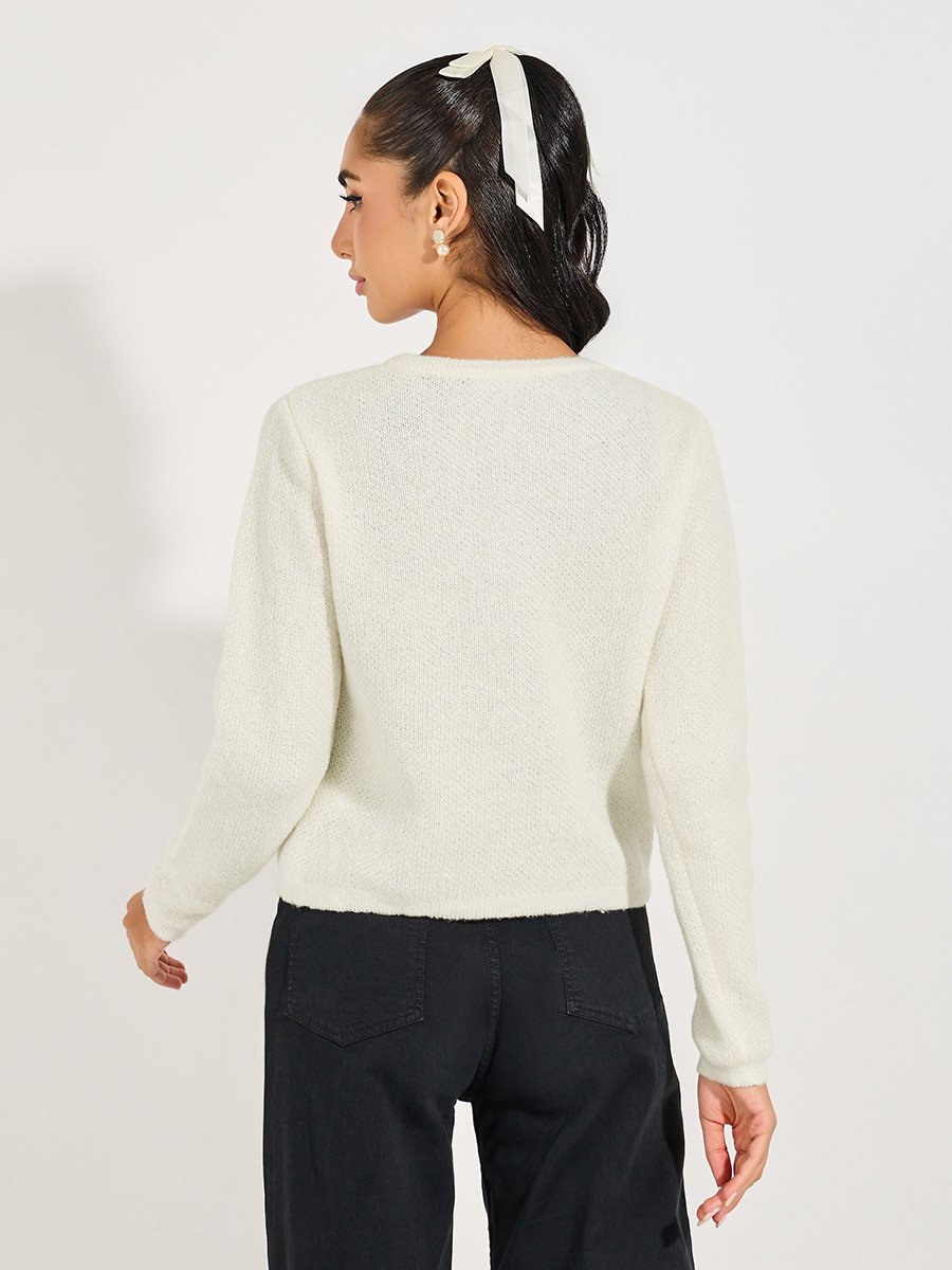 Button Placket Knitted Cardigan