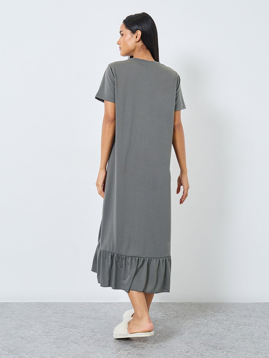 Kindness Slogan Ruffle Hem Sleep T-Shirt Dress