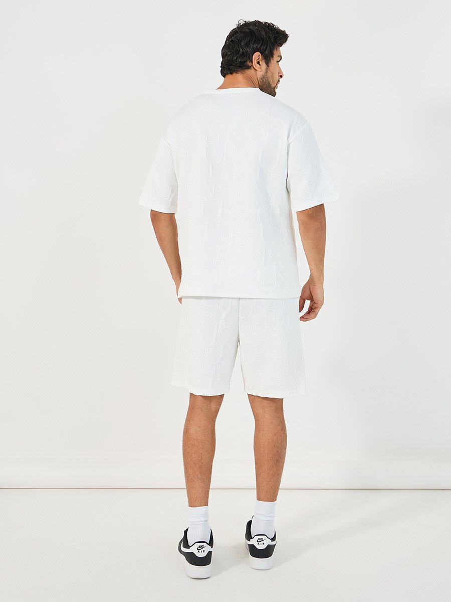 Textured Oversized T-Shirt and Shorts Co-Ords