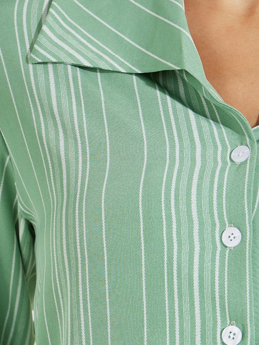 Striped Collared Long Sleeves Shirt