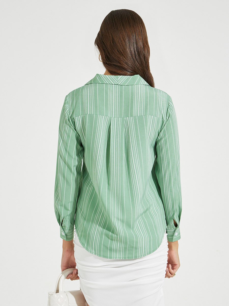 Striped Collared Long Sleeves Shirt