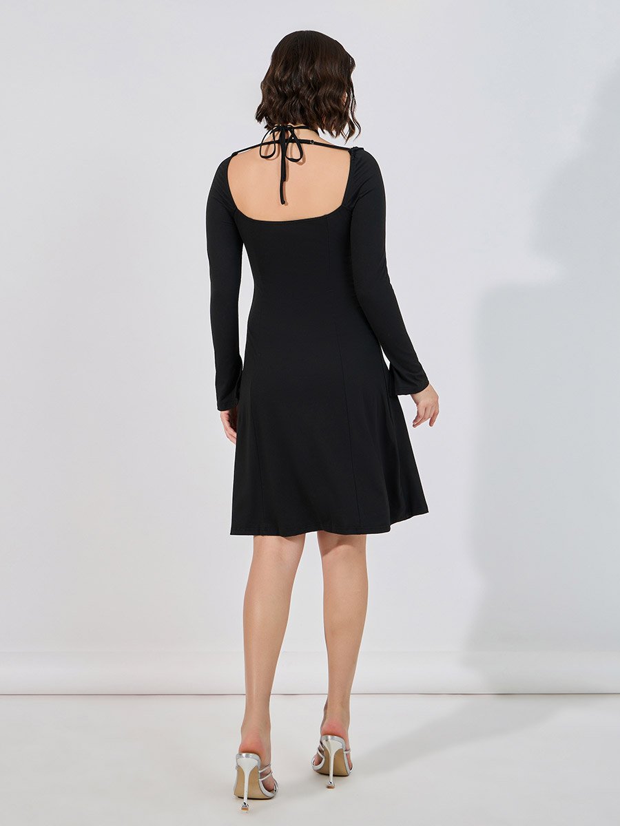 Cut-Out Front Slit Detail Knee Length Dress For Women at UAE