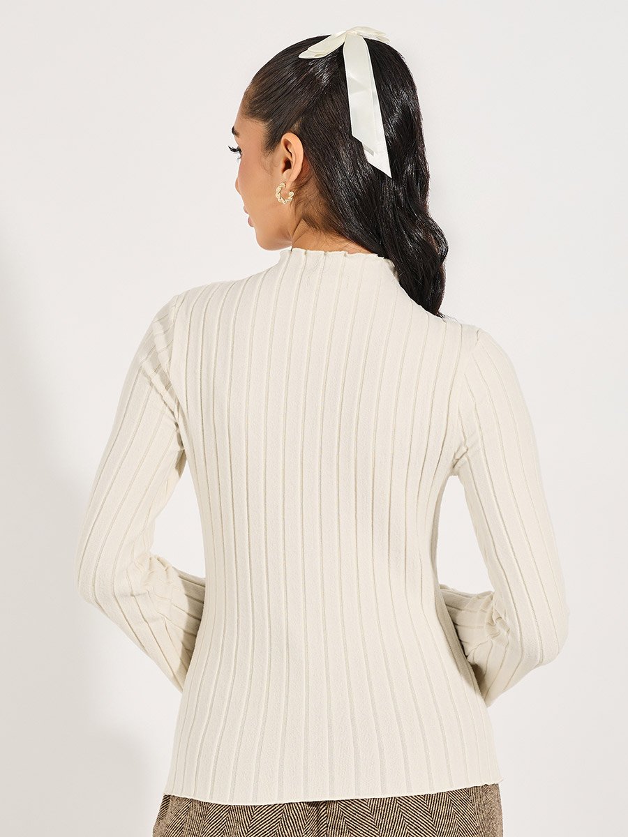 Ribbed Knit Top with Flared Sleeves