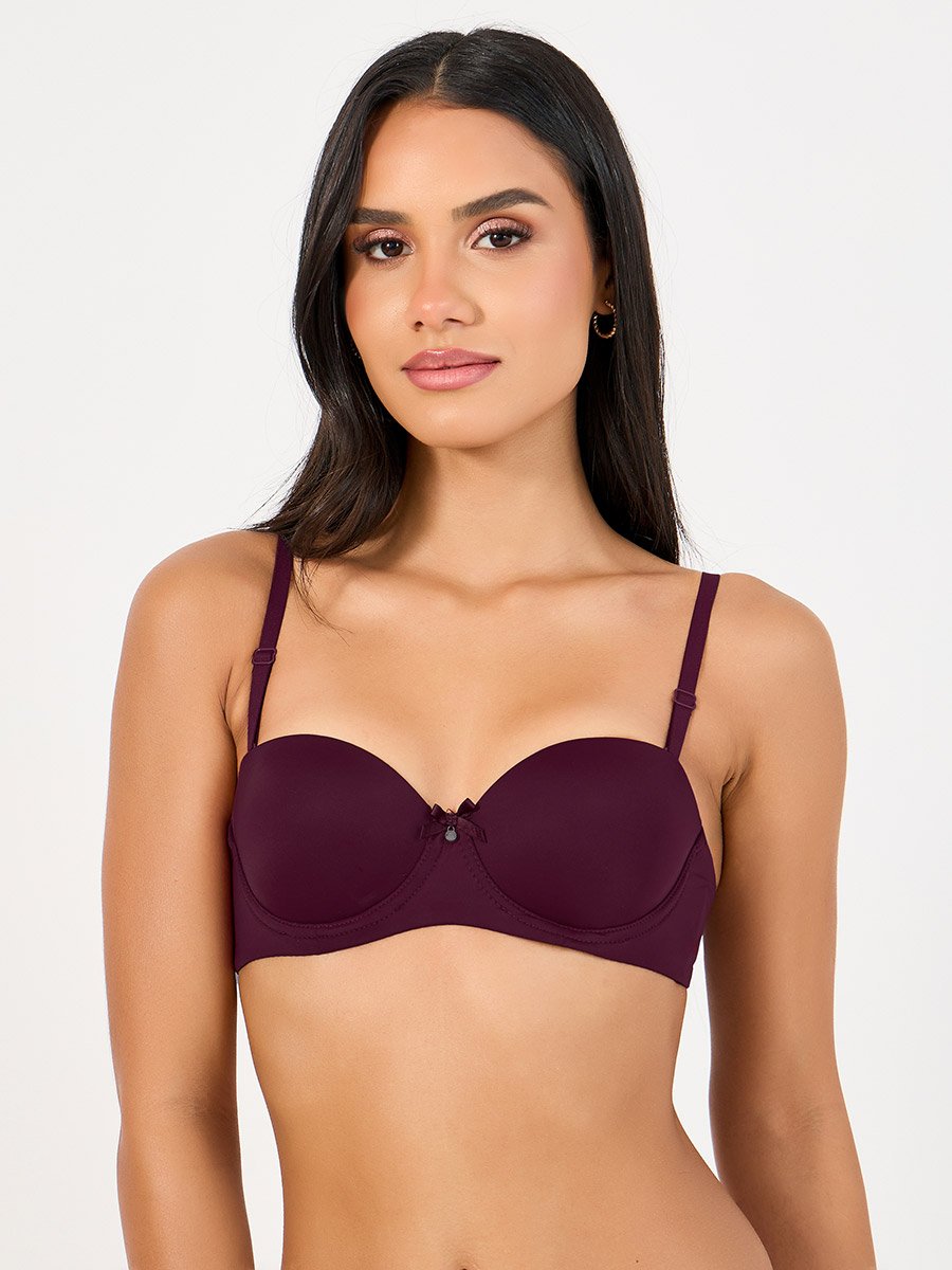 Pack of 2 - Padded Wired Solid Balconette Bra 