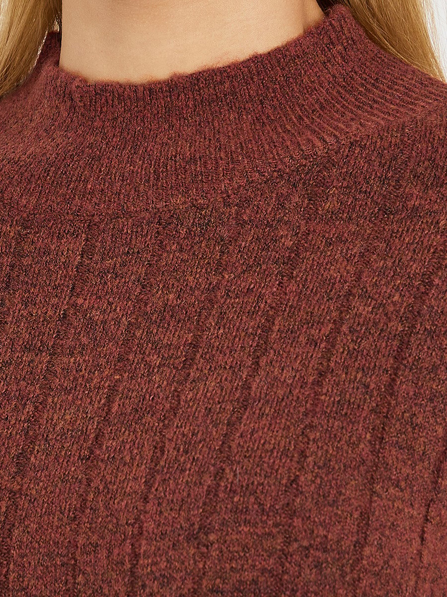 Textured Knit Sweater Knee Length Dress