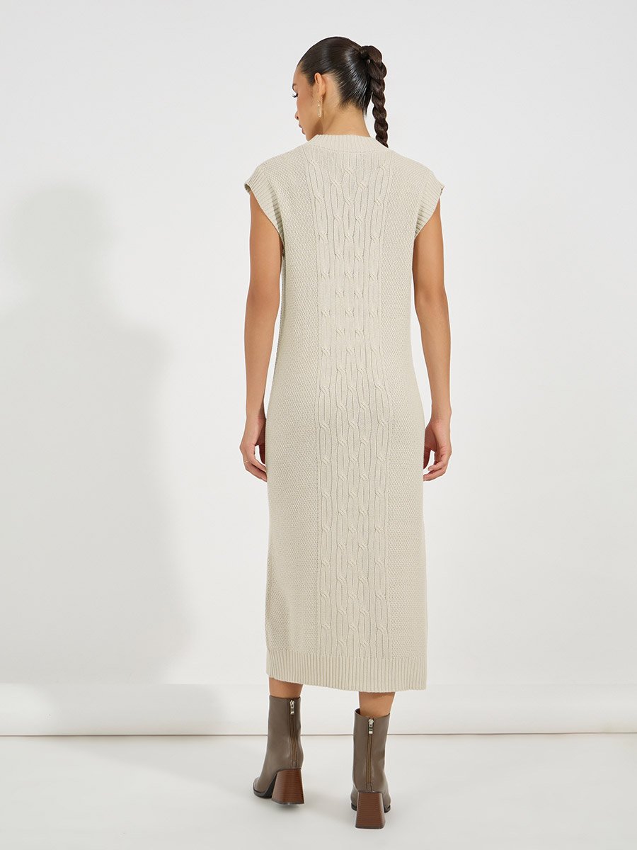 Cable Knit Sweater Midi Dress