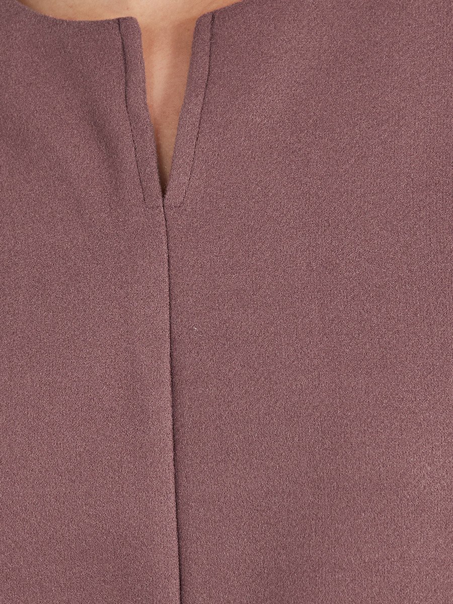 Split Neck Crop Top with 3/4 Sleeves
