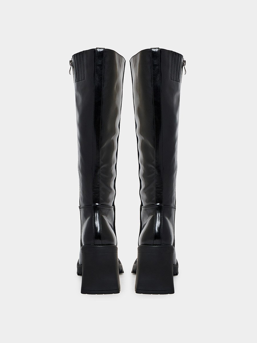 Square Toe Block Heel Knee High Boots