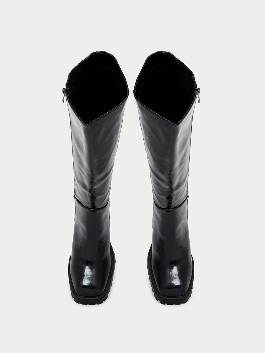 Square Toe Block Heel Knee High Boots