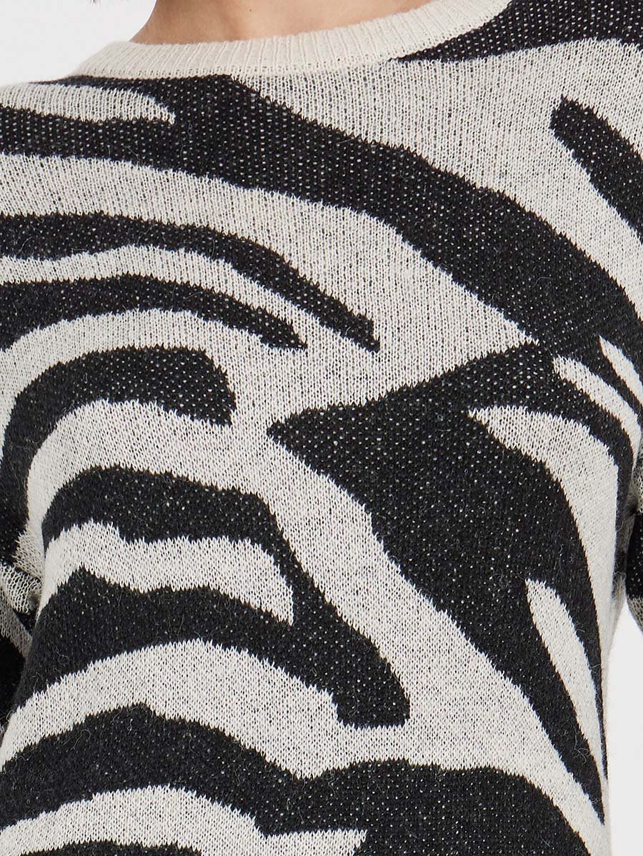 Animal Pattern Sweater Midi Dress