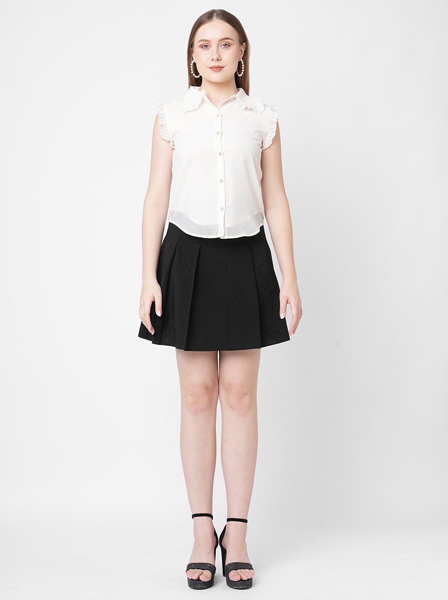 Ruffled Georgette Shirt Style Top