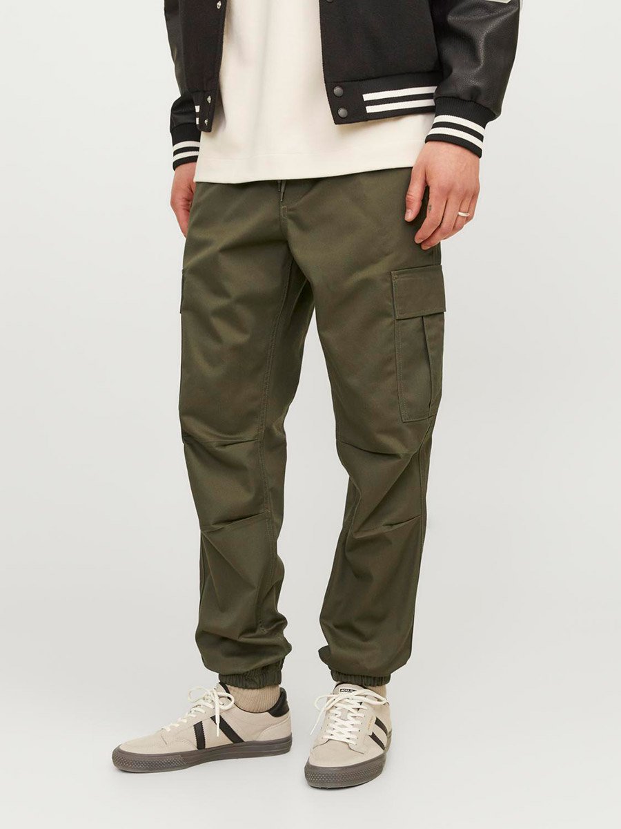 Relaxed Fit Cargo Pants with Ribbed Hem