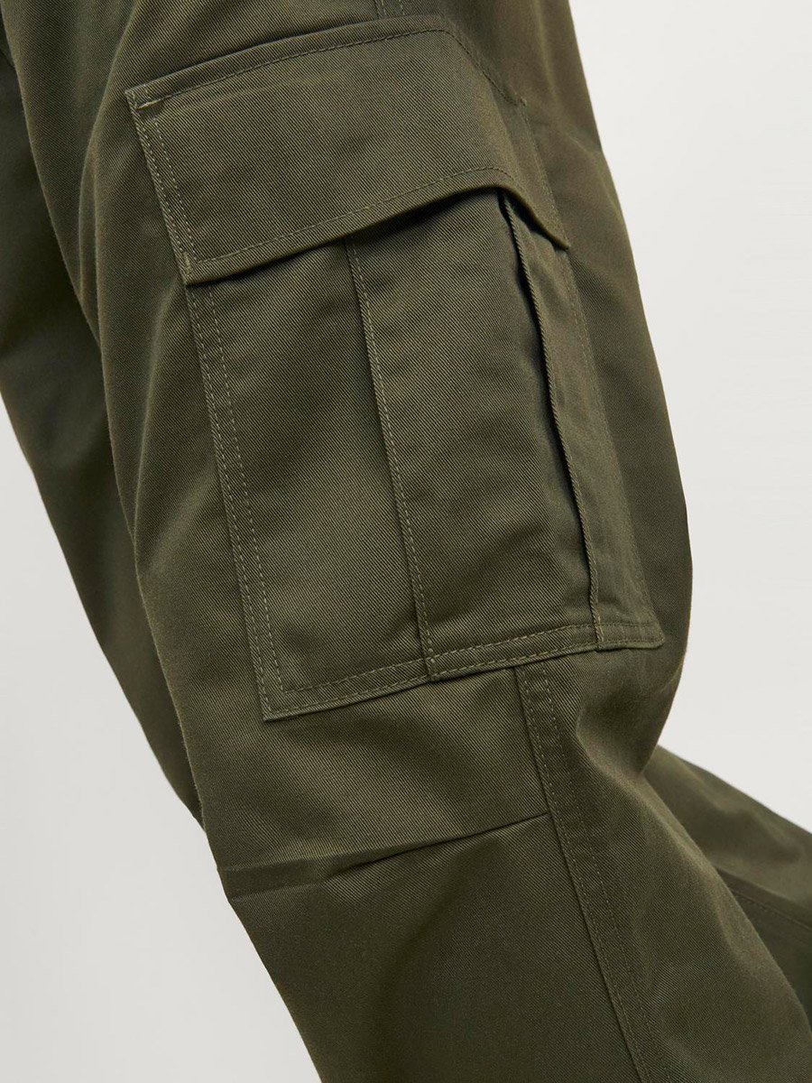 Relaxed Fit Cargo Pants with Ribbed Hem